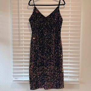 Women’s Fashion Nova Cocktail Dress, Size 1X, Black with reflective sequins